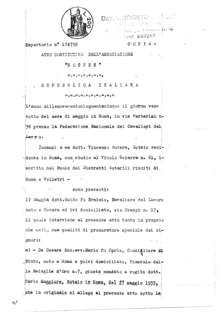 Prima pagina atto costitutivo